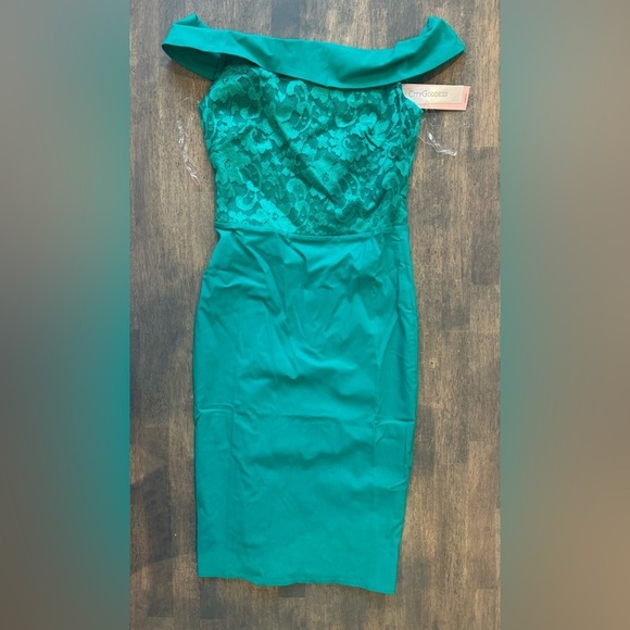 City Goddess London Lace Dress Green US 6 - Picture 1 of 5